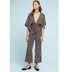Faithfull the Brand Black and White Striped Jumpsuit